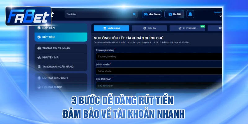 3 bước dễ dàng rút tiền đảm bảo về tài khoản nhanh